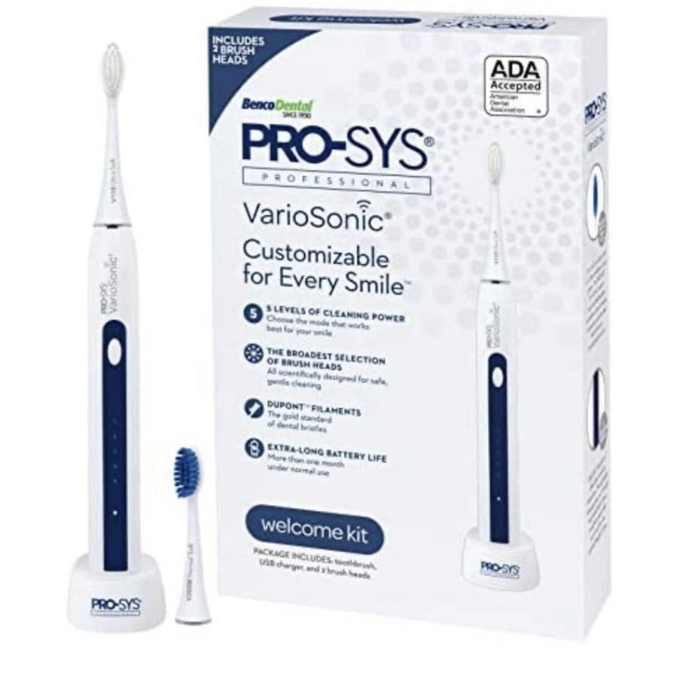 PRO-SYS® VarioSonic Plus+ Full Kit Rechargeable Power Electric Toothbrush (White